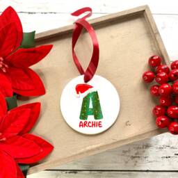 Personalised Christmas Tree Bauble, Family Hanging Decoration, Stocking Filler, Eve Box Ceramic Bauble