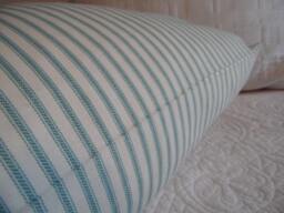 Cerulean Aqua Ticking Stripe Pillow Cover Farmhouse Cottage Style - thumbnail 1