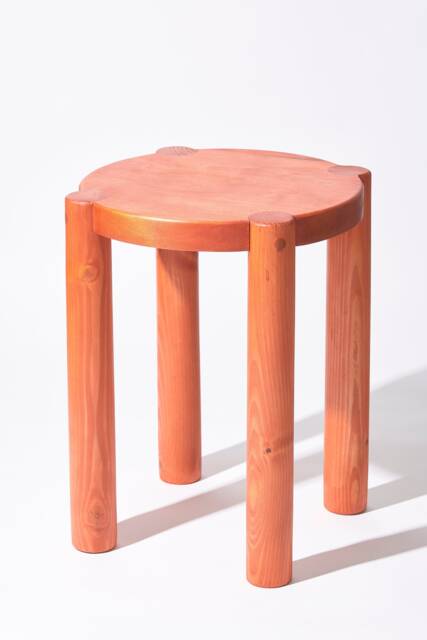 Orange Wood Side Table Scandinavian Plant Stand, Handmade - image 1