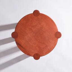 Orange Wood Side Table Scandinavian Plant Stand, Handmade - thumbnail 3