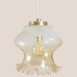 Yugochic Pendant Lamp Mcm Hanging Light Mini Chandelier Vintage Ceiling Small Fixture Retro Glass Gold Brass - thumbnail 3