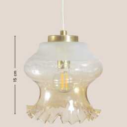 Yugochic Pendant Lamp Mcm Hanging Light Mini Chandelier Vintage Ceiling Small Fixture Retro Glass Gold Brass - thumbnail 4