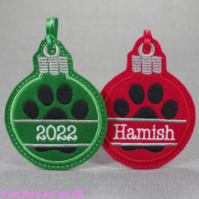 Personalized Pet Christmas Bauble Handmade Felt Paw Print Ornament - image 1