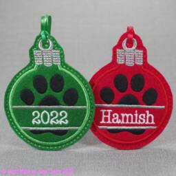 Personalized Pet Christmas Bauble Handmade Felt Paw Print Ornament - thumbnail 1