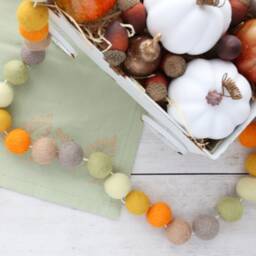 Fall Decor - Felt Ball Garland Thanksgiving Pumpkin Patch Spice Gifts Autumn - thumbnail 1