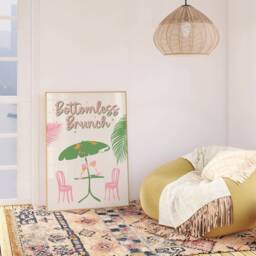 Bottomless Brunch Pink & Green Trendy Print - Cocktail, California, Summer Tropical, 90S Y2K Preppy, Funky Colourful Travel Home Wall Art - thumbnail 2