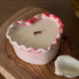 Handmade Heart Candle Scented Soy Wax, Wood Wick - thumbnail 3