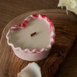 Handmade Heart Candle Scented Soy Wax, Wood Wick - thumbnail 2