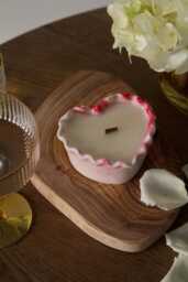 Handmade Heart Candle Scented Soy Wax, Wood Wick - thumbnail 1