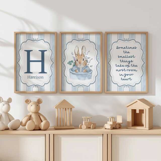 3x Peter Rabbit Nursery Prints - Little Boy Beatrix Potter Wall Art Posters, Baby D??cor - image 1