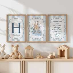 3x Peter Rabbit Nursery Prints - Little Boy Beatrix Potter Wall Art Posters, Baby D??cor - thumbnail 1