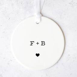 Personalised Initials Couple Christmas Ornament - Custom Bauble For Simple Gift Boyfriend, Girlfriend Engagement Wedding - thumbnail 2