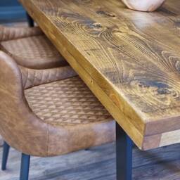 Grantham Vf Dining Table Natural Thick Rustic Wood V Frame Industrial Steel Legs Handmade Characteristic Of The Countryside - thumbnail 4