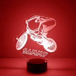 Light Up Bike, Custom Engraved Night Light, Personalized Free, 16 Color Options With Remote Control, Motorcross Table - thumbnail 4