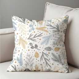 Winter Cushion Cover With Pine Cones & Branches, Neutral Holiday Throw Pillow Case, Scandinavian Christmas Decorative For Sofa Home - thumbnail 4