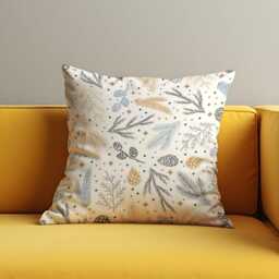 Winter Cushion Cover With Pine Cones & Branches, Neutral Holiday Throw Pillow Case, Scandinavian Christmas Decorative For Sofa Home - thumbnail 1