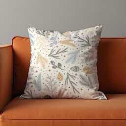 Winter Cushion Cover With Pine Cones & Branches, Neutral Holiday Throw Pillow Case, Scandinavian Christmas Decorative For Sofa Home - thumbnail 2