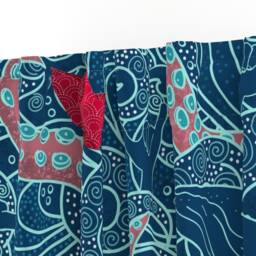 Origami Boats Curtain Panel - Kanagawa Wave Octopus Ocean Large Scale Custom Playground By Hnldesigns - thumbnail 3