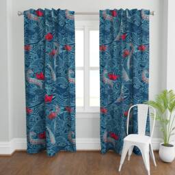 Origami Boats Curtain Panel - Kanagawa Wave Octopus Ocean Large Scale Custom Playground By Hnldesigns - thumbnail 2