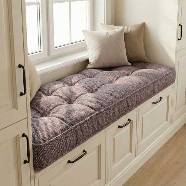 Linen Window Seat Cushion, Indoor French Style Cushion - image 1
