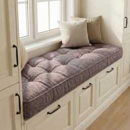 Linen Window Seat Cushion, Indoor French Style Cushion - thumbnail 1
