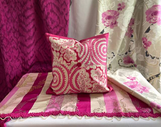 "Designers Guild Pink Linen Pillow Cover ""Coralles"" Quilted Cushion - 20""x 20" - image 1