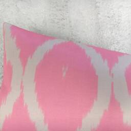 Pink Silk Ikat Lumbar Pillow Cover, Handwoven Cushion - 10x24 - thumbnail 2