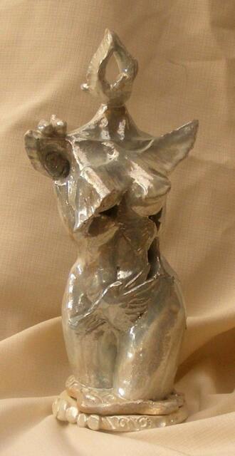 Ceramic Sculpture, Woman Torso Statue With Pigeons, Free Spirit , One-Of-A-Kind - image 1
