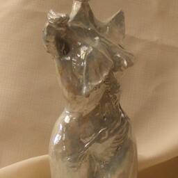 Ceramic Sculpture, Woman Torso Statue With Pigeons, Free Spirit , One-Of-A-Kind - thumbnail 2