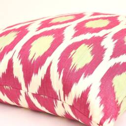 Handmade Indian Ikat Pillow Cover, Red Cotton Cushion, 20x20 - thumbnail 2