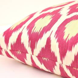 Handmade Indian Ikat Pillow Cover, Red Cotton Cushion, 20x20 - thumbnail 3