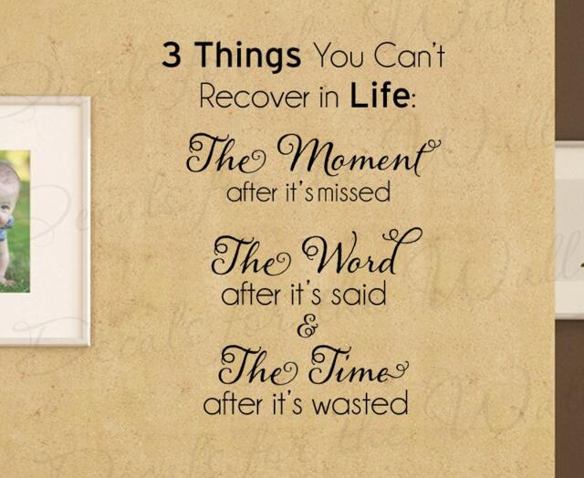 Three Things You Cant Recover in Life Inspirational Leadership Motivational Office Wall Decal Vinyl Quote Sticker Art Decor Saying A01 - image 1