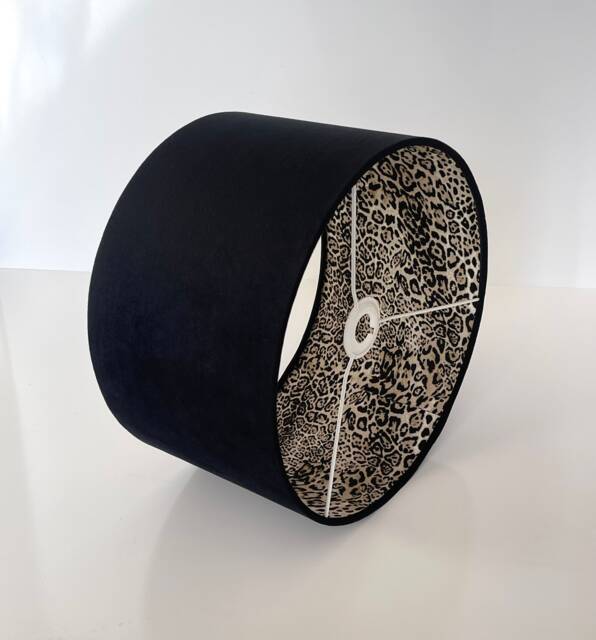 New Luxury Hq Double Sided Black Velvet & Leopard Print Grey Combination Lamp Shade Pendant Light - image 1
