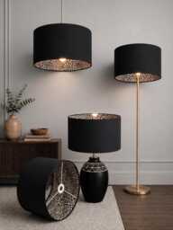 New Handmade Hq Double Sided Black Velvet & Grey Leopard Skin Print Patten Combination Lamp Shade Pendant Light For All Fittings - thumbnail 1