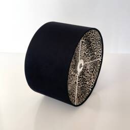 New Luxury Hq Double Sided Black Velvet & Leopard Print Grey Combination Lamp Shade Pendant Light - thumbnail 2