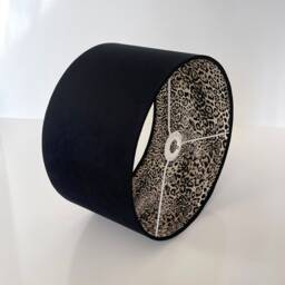 New Handmade Hq Double Sided Black Velvet & Grey Leopard Skin Print Patten Combination Lamp Shade Pendant Light For All Fittings - thumbnail 2