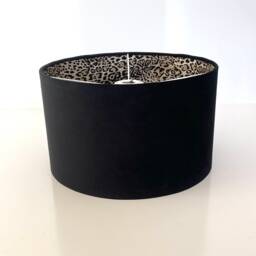 New Luxury Hq Double Sided Black Velvet & Leopard Print Grey Combination Lamp Shade Pendant Light - thumbnail 3