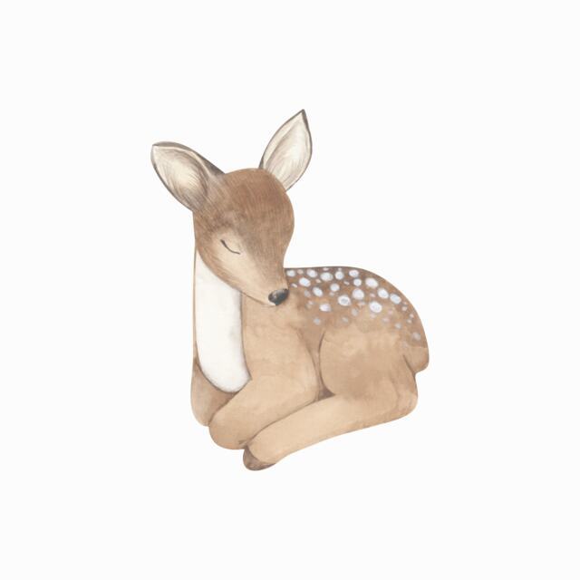 Sleeping Deer 1 Fabric Wall Sticker. Removable & Reusable - image 1