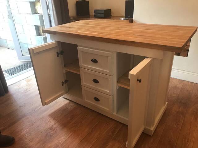Carrington Oak Top Kitchen Island With Drawers, Custom Color - image 1