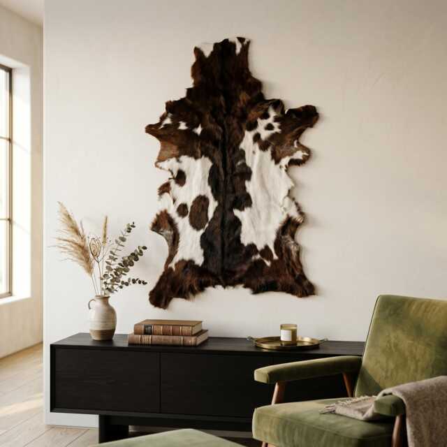 Genuine Brown & White Goat Skin Rug - Natural Hair-On Hide Throw Rustic Home Decor Variations - image 1