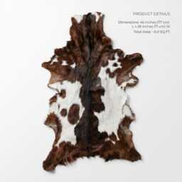 Genuine Brown & White Goat Skin Rug - Natural Hair-On Hide Throw Rustic Home Decor Variations - thumbnail 3
