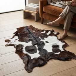 Genuine Brown & White Goat Skin Rug - Natural Hair-On Hide Throw Rustic Home Decor Variations - thumbnail 4