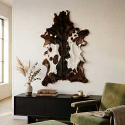 Genuine Brown & White Goat Skin Rug - Natural Hair-On Hide Throw Rustic Home Decor Variations - thumbnail 1