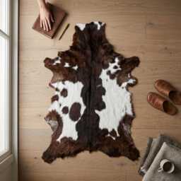 Genuine Brown & White Goat Skin Rug - Natural Hair-On Hide Throw Rustic Home Decor Variations - thumbnail 2