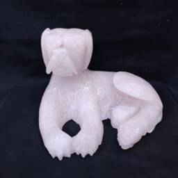 Rose Quartz Dog Figurine, Gemstone Animals, Animal, Animal Statues, Carved Stone Animals, Carved Dog, Figurines - thumbnail 2