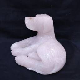Rose Quartz Dog Figurine, Gemstone Animals, Animal, Animal Statues, Carved Stone Animals, Carved Dog, Figurines - thumbnail 3