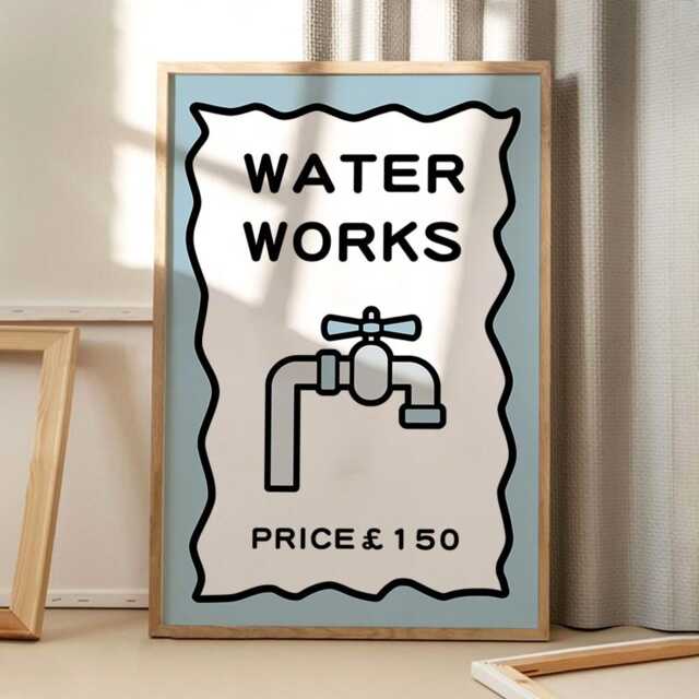 Water Works Art Canvas Poster, Trendy Wall Art, Bathroom Aesthetic Decor, Retro Home Printed Gift - image 1