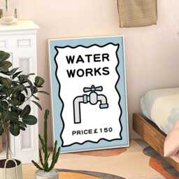 Water Works Art Canvas Poster, Trendy Wall Art, Bathroom Aesthetic Decor, Retro Home Printed Gift - thumbnail 3