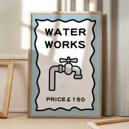 Water Works Art Canvas Poster, Trendy Wall Art, Bathroom Aesthetic Decor, Retro Home Printed Gift - thumbnail 1