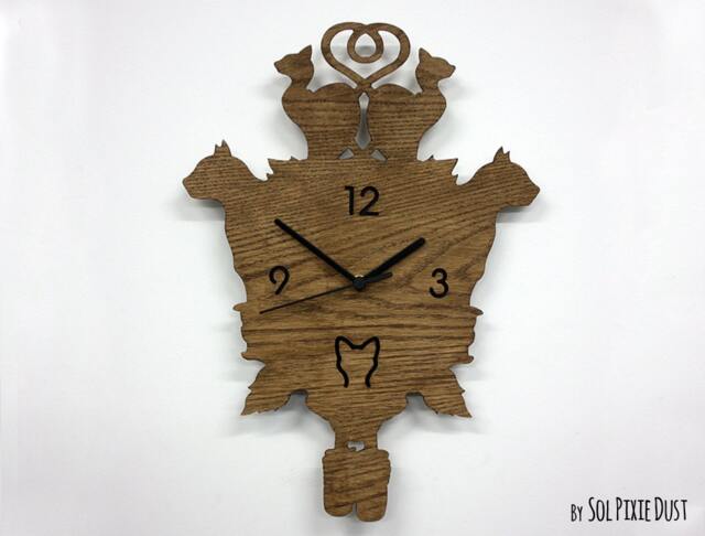 Cats Modern Cuckoo Clock - Wooden Wall Clock - image 1